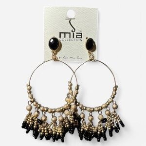 MISHA COLLECTION Black and Gold Hoop Earrings